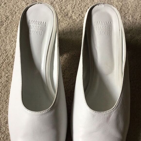 Maryam Nassir Zadeh White Mules Sleek Minimalist Design - Picture 10 of 12